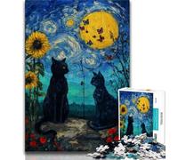 Puzzle da 1000 pezzi per adolescenti, regali, arte del gatto nero, giocattoli educativi per l'apprendimento, giochi per famiglie, gioco educativo per compleanno, Natale, 50x75cm