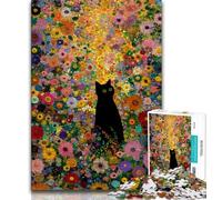 Puzzle da 1000 pezzi per adolescenti, regali artistici astratti con gatto nero, giocattoli, giochi educativi, antistress, decorazioni per la casa uniche e regali 75x50cm