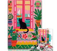 Puzzle da 1000 pezzi per adolescenti, regali artistici astratti con gatto nero, giocattoli, giochi educativi, antistress, decorazioni per la casa uniche e regali (38x26cm)