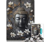 Puzzle da 1000 pezzi per adolescenti, regali Buddha in bianco e nero, aiuta il cervello a esercitare giocattoli avvincenti per coltivare la pazienza, collezione di artisti, belle arti 38x26cm
