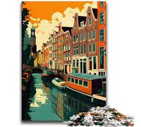 Puzzle da 1000 pezzi per adolescenti, regali CANALI DI AMSTERDAM, gioco educativo per famiglie, decorazione da parete, regali unici per compleanno e Natale (dimensioni 38x26cm)