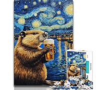 Puzzle da 1000 pezzi per adolescenti, regali, cielo notturno, birra, capibara, gioco educativo per famiglie, adatto per la decorazione del desktop, 38x26cm