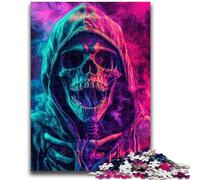 Puzzle da 1000 pezzi per adolescenti, regali colorati con teschio e fumo, divertimento per tutta la famiglia, ideale come regalo per tutta la famiglia dai 14 anni in su, 26x38cm