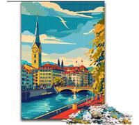 Puzzle da 1000 pezzi per adolescenti, regali con paesaggio urbano di Zurigo per bambini dai 14 anni in su, giocattoli da gioco perché è l'ideale come regalo per tutta la famiglia (26x38cm) 1000 pezzi