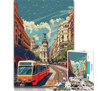Puzzle da 1000 pezzi per adolescenti, regali con scena di strada di Madrid, aiuta il cervello a esercitare giocattoli avvincenti per coltivare la pazienza, decorazione da parete (75x50cm)