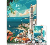 Puzzle da 1000 pezzi per adolescenti, regali costieri del Mediterraneo, difficili da completare ma divertenti e spiritosi, regalo di compleanno, regali, arte murale (38x26cm)
