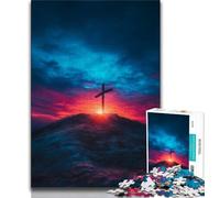 Puzzle da 1000 pezzi per adolescenti, regali Croce al tramonto, aiuta il cervello a esercitare giocattoli avvincenti per coltivare la pazienza e migliorare la memoria 38X26CM