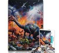 Puzzle da 1000 pezzi per adolescenti, regali del mondo dei dinosauri, sfida difficile antistress, ideale come regalo per tutta la famiglia, 38x26cm