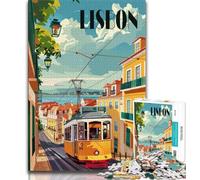 Puzzle da 1000 pezzi per adolescenti, regali del tram di Lisbona, aiuta il cervello a esercitare i giocattoli avvincenti per coltivare la pazienza e migliorare la memoria (75x50cm)