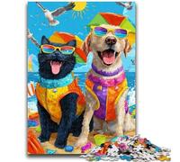 Puzzle da 1000 pezzi per adolescenti, regali di gatti e cani sulla spiaggia, giocattoli educativi per imparare, attività divertenti a casa, regalo di compleanno, regali di viaggio 26x38cm