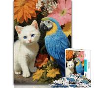 Puzzle da 1000 pezzi per adolescenti, regali di gatti e pappagalli, giocattoli, giochi educativi, ottimi regali e giocattoli antistress, 38x26cm