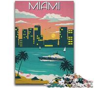 Puzzle da 1000 pezzi per adolescenti, regali di viaggio a Miami, Florida, gioco educativo per famiglie, decorazione da parete, regali unici per compleanno e Natale (dimensioni 38x52cm)