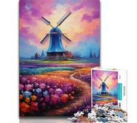 Puzzle da 1000 pezzi per adolescenti, regali, dipinto di un mulino a vento, puzzle per adulti, antistress, vacanze, ammazzare il tempo, interazione genitore-figlio (dimensioni 75x50cm)