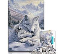 Puzzle da 1000 pezzi per adolescenti, regali Due lupi bianchi, giocattoli, giochi educativi, antistress, migliora l'amore tra coppie, 38x26cm
