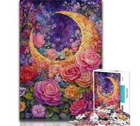 Puzzle da 1000 pezzi per adolescenti, regali, fiori e luna, gioco intellettuale, collezione di artisti, belle arti per età 14 anni in su, 38x26cm