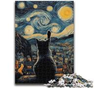 Puzzle da 1000 pezzi per adolescenti, regali, gatto sotto le stelle, puzzle per adulti, giochi educativi, decorazione per la casa, adatti per la decorazione del desktop (50x75cm)