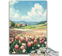 Puzzle da 1000 pezzi per adolescenti, regali "Giardino di tulipani", aiuta il cervello a esercitare, giocattoli avvincenti per coltivare la pazienza, un'opera d'arte 50x75cm