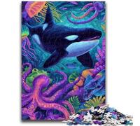 Puzzle da 1000 pezzi per adolescenti, regali, giocattoli psichedelici a forma di balena, giochi educativi antistress, adatti per la decorazione del desktop, 26x38cm