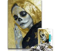 Puzzle da 1000 pezzi per adolescenti, regali in stile messicano con teschio dorato, antistress, per ammazzare il tempo durante le vacanze, per migliorare l'amore tra coppie dai 14 anni in su, 38x26cm