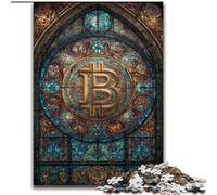 Puzzle da 1000 pezzi per adolescenti, regali in vetro colorato Bitcoin, per età pari o superiore a 14 anni, decorazione per la casa come regalo per tutta la famiglia e gli amici (dimensioni 50x75cm)