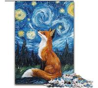 Puzzle da 1000 pezzi per adolescenti, regali Night Sky Fox, giocattoli antistress, regali di compleanno unici per bambini dai 14 anni in su (dimensioni 50x75cm)