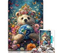 Puzzle da 1000 pezzi per adolescenti, regali Orsetto che tiene la Terra, gioco stimolante, giocattoli, decorazioni da parete, regali unici per compleanno e Natale, 75x50cm