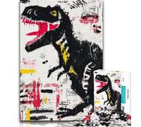 Puzzle da 1000 pezzi per adolescenti,regali per adolescenti,puzzle con graffiti sul tirannosauro Rex,giocattoli per l'intrattenimento della famiglia con poster abbinato e foglio di quiz (38x26cm)