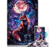 Puzzle da 1000 pezzi per adolescenti, regali per adolescenti, puzzle Fox Under The Moon, giocattolo educativo intellettuale decomprimente, regalo di compleanno (dimensioni 75x50cm)