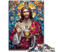 Puzzle da 1000 pezzi per adolescenti, regali per adolescenti, puzzle in vetro colorato raffigurante Gesù, design vivace e unico, esperienza di puzzle rilassante e stimolante, 50x75cm