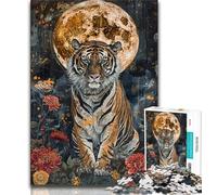 Puzzle da 1000 pezzi per adolescenti, regali per adolescenti, puzzle Tiger Under The Moon, giocattolo educativo intellettuale decomprimente, regalo di compleanno (dimensioni 75x50cm)