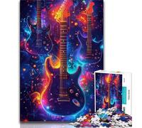Puzzle da 1000 pezzi per adolescenti, regali per adulti con chitarra al neon, antistress, per trascorrere il tempo libero, interazione genitore-figlio (dimensioni 38x26cm)
