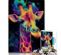 Puzzle da 1000 pezzi per adolescenti, regali per adulti con giraffa al neon, antistress, per trascorrere il tempo libero e interagire con i genitori (dimensioni 75x50cm)