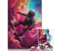 Puzzle da 1000 pezzi per adolescenti regali per bambini astronauta che fa surf nello spazio puzzle educativo per l'apprendimento ideale come regalo per tutta la famiglia 38x26cm
