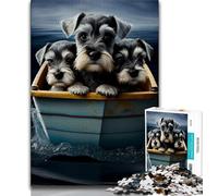 Puzzle da 1000 pezzi per adolescenti regali per cuccioli di Schnauzer puzzle con giro in barca gioco a quiz ideale come regalo per tutta la famiglia 38x26cm