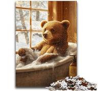 Puzzle da 1000 pezzi per adolescenti, regali per il bagno, giocattolo educativo per l'apprendimento dell'orso bruno, ideale come regalo per tutta la famiglia, 50x75cm