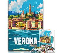 Puzzle da 1000 pezzi per adolescenti, regali per la città di Verona, Italia, difficili da completare ma divertenti e spiritosi, regalo di compleanno, regali, arte murale (38x26cm)