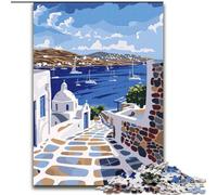 Puzzle da 1000 pezzi per adolescenti, regali per l'isola greca di Mykonos, giocattoli educativi per l'apprendimento, regali di compleanno unici per età 14+ 26x38cm
