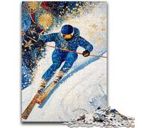 Puzzle da 1000 pezzi per adolescenti, regali per sciatori, aiuta il cervello a esercitare, giocattoli avvincenti per coltivare la pazienza, collezione di artisti, belle arti 26x38cm
