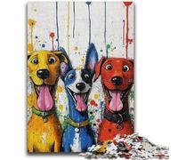 Puzzle da 1000 pezzi per adolescenti, regali per tre cani felici, puzzle per adolescenti, regali di compleanno unici per ragazzi dai 14 anni in su (50x75cm)