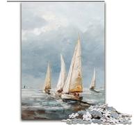 Puzzle da 1000 pezzi per adolescenti,regali,pittura a olio di barche a vela,aiuta il cervello a esercitare i giocattoli avvincenti per coltivare la pazienza,decorazione perfetta (dimensioni 26x38cm)