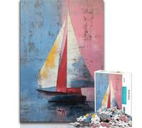 Puzzle da 1000 pezzi per adolescenti, regali, pittura a olio di barche a vela, giocattoli educativi per l'apprendimento, giochi per famiglie, gioco educativo per compleanno, Natale, 38x26cm