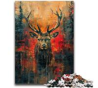 Puzzle da 1000 pezzi per adolescenti, regali, pittura a olio di cervi, giocattoli per l'intrattenimento in famiglia, gioco educativo per compleanni e Natale, per età 14+, 26x38cm
