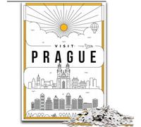 Puzzle da 1000 pezzi per adolescenti, regali Praga, Repubblica Ceca, per 14+ anni, per divertimento in famiglia e serate di gioco, collezione di artisti, belle arti 26x38cm