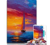 Puzzle da 1000 pezzi per adolescenti, regali, puzzle a olio con barche a vela, giocattoli per l'intrattenimento della famiglia con poster abbinato e foglio di quiz (dimensioni 38x26cm)