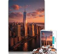 Puzzle da 1000 pezzi per adolescenti, regali, puzzle con paesaggi urbani al tramonto, giocattoli per l'intrattenimento della famiglia con poster abbinato e foglio di quiz (dimensioni 75x50cm)