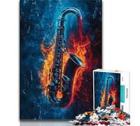 Puzzle da 1000 pezzi per adolescenti,regali,puzzle di sassofono di ghiaccio e fuoco,giocattoli da gioco Ogni pezzo è unico: un gioco stimolante e divertente per tutta la famiglia (dimensioni 38x26cm)