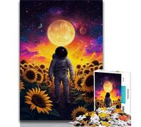 Puzzle da 1000 pezzi per adolescenti, regali, puzzle Girasole Astronauta per adolescenti, giocattoli per l'intrattenimento della famiglia con poster abbinato e foglio di quiz (dimensioni 38x26cm)