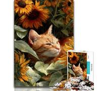 Puzzle da 1000 pezzi per adolescenti regali puzzle per adolescenti con girasole gatto arancione giochi educativi decorazione per la casa adatti per la decorazione del desktop 38x26cm