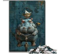 Puzzle da 1000 pezzi per adolescenti,regali Rinoceronte in bicicletta,giocattoli da gioco,ogni pezzo è unico - Gioco divertente e stimolante per tutta la famiglia,adatto a bambini dai 14 anni 50x75cm