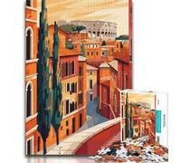 Puzzle da 1000 pezzi per adolescenti, regali Roma Italia minimalisti, aiutano il cervello ad allenarsi, giocattoli avvincenti per coltivare la pazienza e migliorare la memoria (38x26cm)
